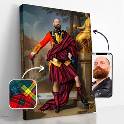 ScotsTee Shop Scottish Rait Crest Personalized Tartan Turn Me Scottish Royal Portrait Framed Canvas Print