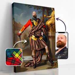 ScotsTee Shop Scottish Monroe Ancient Crest Personalized Tartan Turn Me Scottish Royal Portrait Framed Canvas Print
