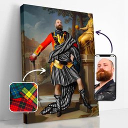 ScotsTee Shop Scottish Shepherd Crest Personalized Tartan Turn Me Scottish Royal Portrait Framed Canvas Print