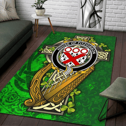 ScotsTee Shop Irish House of FITZGIBBON Coat of Arms with Shamrock Irish Rug