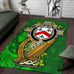 ScotsTee Shop Irish House of WALSH Coat of Arms with Shamrock Irish Rug