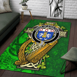 ScotsTee Shop Irish House of O'HOLOHAN Coat of Arms with Shamrock Irish Rug