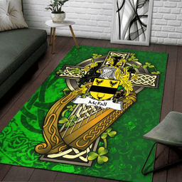 ScotsTee Shop Irish McFall Coat of Arms with Shamrock Irish Rug