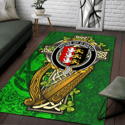 ScotsTee Shop Irish House of O'GRADY Coat of Arms with Shamrock Irish Rug