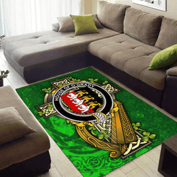ScotsTee Shop Irish House of O'GRADY Coat of Arms with Shamrock Irish Rug