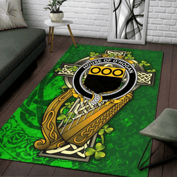 ScotsTee Shop Irish House of O'HOGAN Coat of Arms with Shamrock Irish Rug