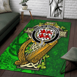 ScotsTee Shop Irish House of MACTIERNAN Coat of Arms with Shamrock Irish Rug