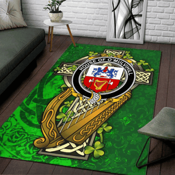 ScotsTee Shop Irish House of O'MULVIHILL Coat of Arms with Shamrock Irish Rug