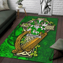 ScotsTee Shop Irish McCaffrey Coat of Arms with Shamrock Irish Rug