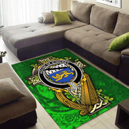 ScotsTee Shop Irish House of O'HICKEY Coat of Arms with Shamrock Irish Rug
