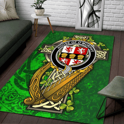 ScotsTee Shop Irish House of O'MURPHY (Muskerry) Coat of Arms with Shamrock Irish Rug