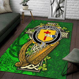 ScotsTee Shop Irish House of O'DONNELL Coat of Arms with Shamrock Irish Rug