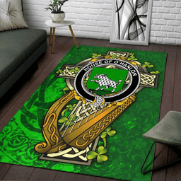 ScotsTee Shop Irish House of O'HANLON Coat of Arms with Shamrock Irish Rug