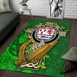 ScotsTee Shop Irish House of O'MELAGHLIN Coat of Arms with Shamrock Irish Rug