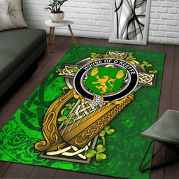 ScotsTee Shop Irish House of O'KEEFFE Coat of Arms with Shamrock Irish Rug
