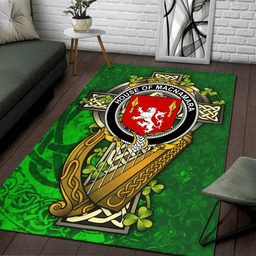 ScotsTee Shop Irish House of MACNAMARA Coat of Arms with Shamrock Irish Rug