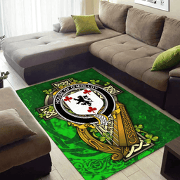 ScotsTee Shop Irish House of O'MOLLOY Coat of Arms with Shamrock Irish Rug