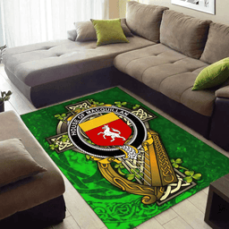 ScotsTee Shop Irish House of MACQUILLAN Coat of Arms with Shamrock Irish Rug