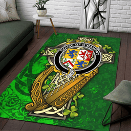 ScotsTee Shop Irish House of O'MAHONY Coat of Arms with Shamrock Irish Rug
