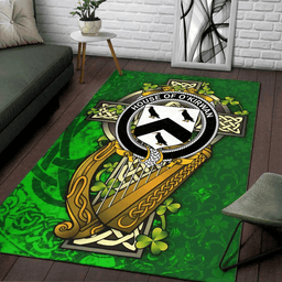 ScotsTee Shop Irish House of O'KIRWAN Coat of Arms with Shamrock Irish Rug