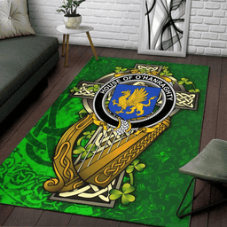 ScotsTee Shop Irish House of O'HANRAGHTY Coat of Arms with Shamrock Irish Rug