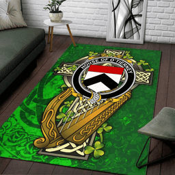 ScotsTee Shop Irish House of O'TIERNEY Coat of Arms with Shamrock Irish Rug