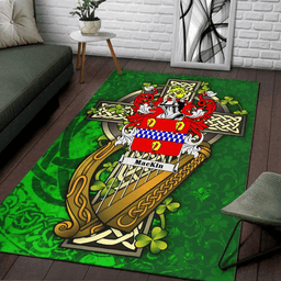 ScotsTee Shop Irish Mackin Coat of Arms with Shamrock Irish Rug