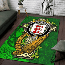 ScotsTee Shop Irish House of MACMAHON (Thomond) Coat of Arms with Shamrock Irish Rug