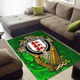 ScotsTee Shop Irish House of MACMAHON (Thomond) Coat of Arms with Shamrock Irish Rug