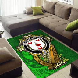 ScotsTee Shop Irish House of O'MULLAN Coat of Arms with Shamrock Irish Rug