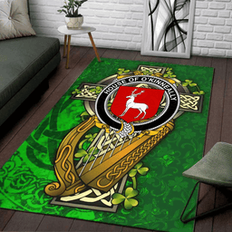 ScotsTee Shop Irish House of O'KINNEALLY Coat of Arms with Shamrock Irish Rug