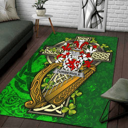 ScotsTee Shop Irish Tubervile or Tuberville Coat of Arms with Shamrock Irish Rug