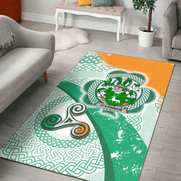 ScotsTee Shop Irish Connor or O'Connor (Corcomroe) Coat of Arms Irish Rug Ireland Shamrock With Patterns