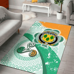 ScotsTee Shop Irish House of O'CLERY Coat of Arms Irish Rug Ireland Shamrock With Patterns