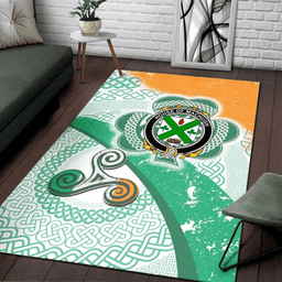 ScotsTee Shop Irish House of MACHUGH Coat of Arms Irish Rug Ireland Shamrock With Patterns