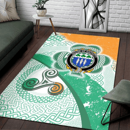 ScotsTee Shop Irish House of HACKETT Coat of Arms Irish Rug Ireland Shamrock With Patterns