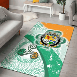 ScotsTee Shop Irish House of MACDONNELL (of the Glens) Coat of Arms Irish Rug Ireland Shamrock With Patterns