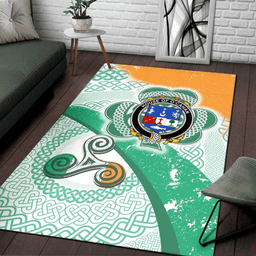 ScotsTee Shop Irish House of O'CAHAN (KEANE) Coat of Arms Irish Rug Ireland Shamrock With Patterns