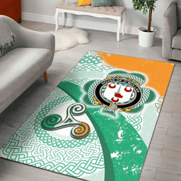 ScotsTee Shop Irish House of O'MULLAN Coat of Arms Irish Rug Ireland Shamrock With Patterns