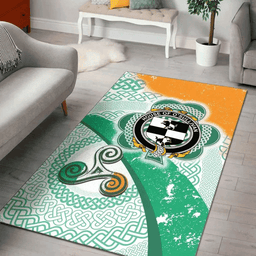ScotsTee Shop Irish House of O'SULLIVAN (Beare) Coat of Arms Irish Rug Ireland Shamrock With Patterns