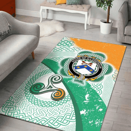 ScotsTee Shop Irish House of O'LONERGAN Coat of Arms Irish Rug Ireland Shamrock With Patterns