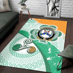 ScotsTee Shop Irish House of O'LONERGAN Coat of Arms Irish Rug Ireland Shamrock With Patterns