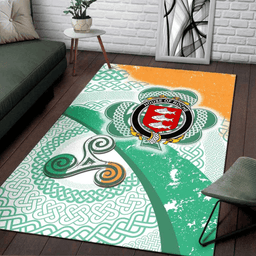 ScotsTee Shop Irish House of ROCHE Coat of Arms Irish Rug Ireland Shamrock With Patterns
