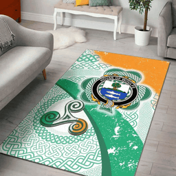 ScotsTee Shop Irish House of WOULFE Coat of Arms Irish Rug Ireland Shamrock With Patterns