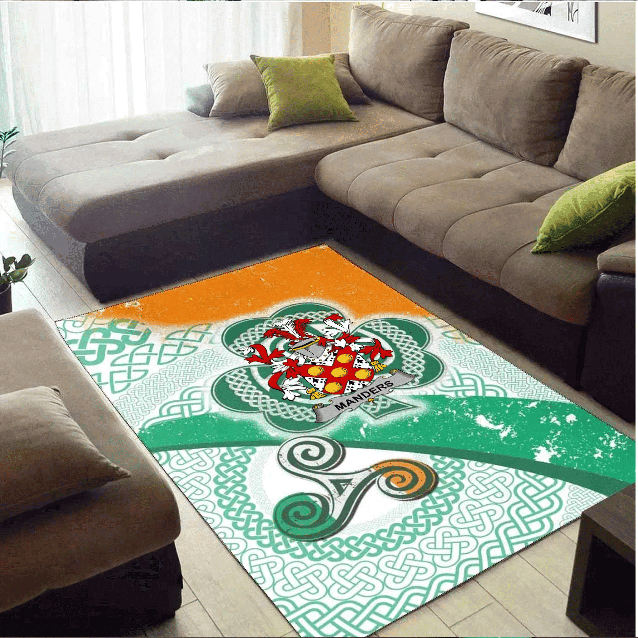 ScotsTee Shop Irish Manders Coat of Arms Irish Rug Ireland Shamrock With Patterns