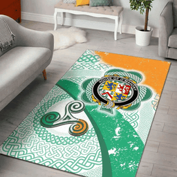 ScotsTee Shop Irish House of O'MAHONY Coat of Arms Irish Rug Ireland Shamrock With Patterns
