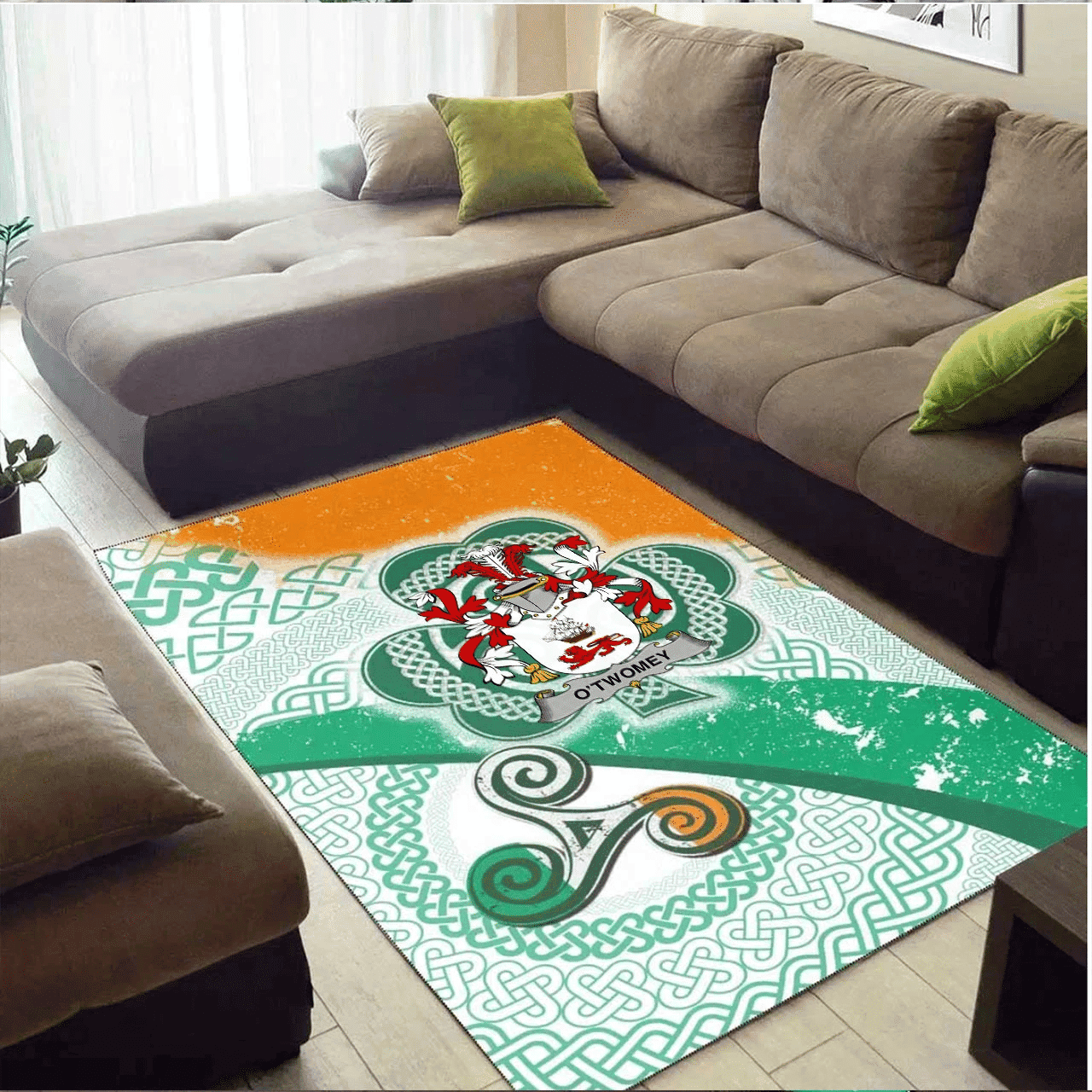 ScotsTee Shop Irish O?Twomey Coat of Arms Irish Rug Ireland Shamrock With Patterns