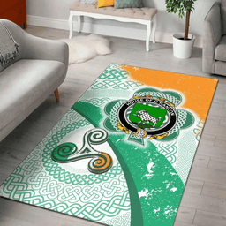 ScotsTee Shop Irish House of O'HANLON Coat of Arms Irish Rug Ireland Shamrock With Patterns