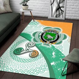 ScotsTee Shop Irish House of O'HANLON Coat of Arms Irish Rug Ireland Shamrock With Patterns