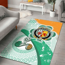 ScotsTee Shop Irish House of O'QUINLAN Coat of Arms Irish Rug Ireland Shamrock With Patterns